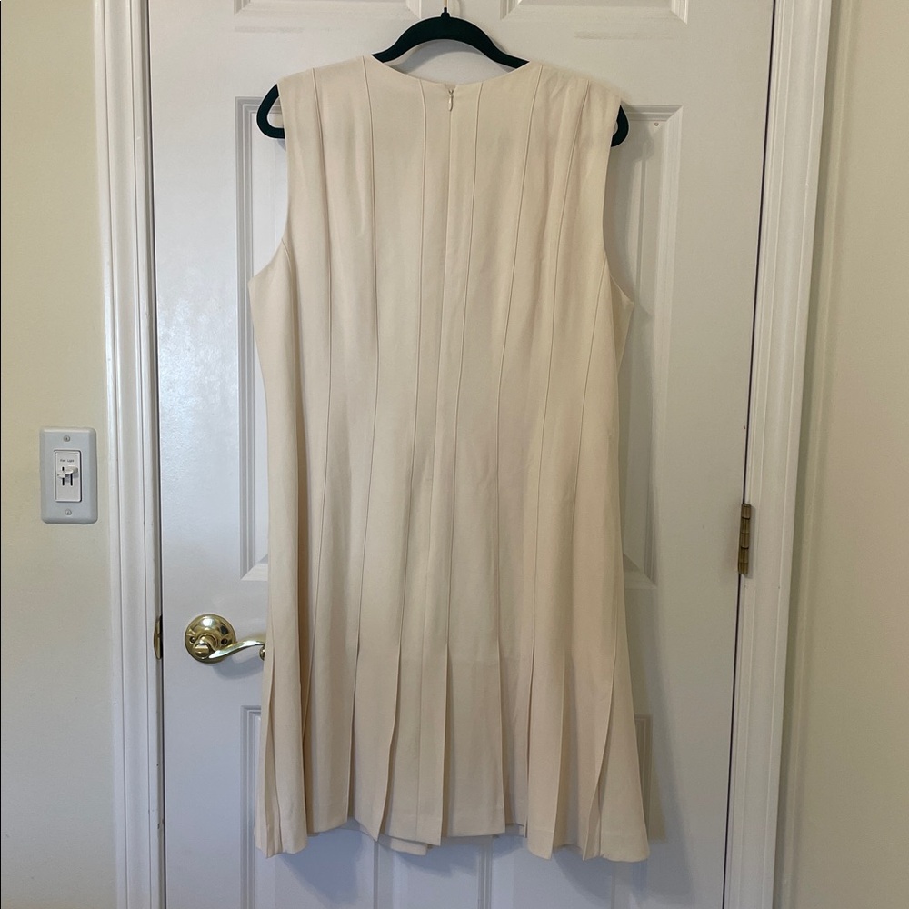 Theory Pintuck Rice Admiral Crepe Ivory Sleeveless Dress 18 NWT - Picture 5 of 5